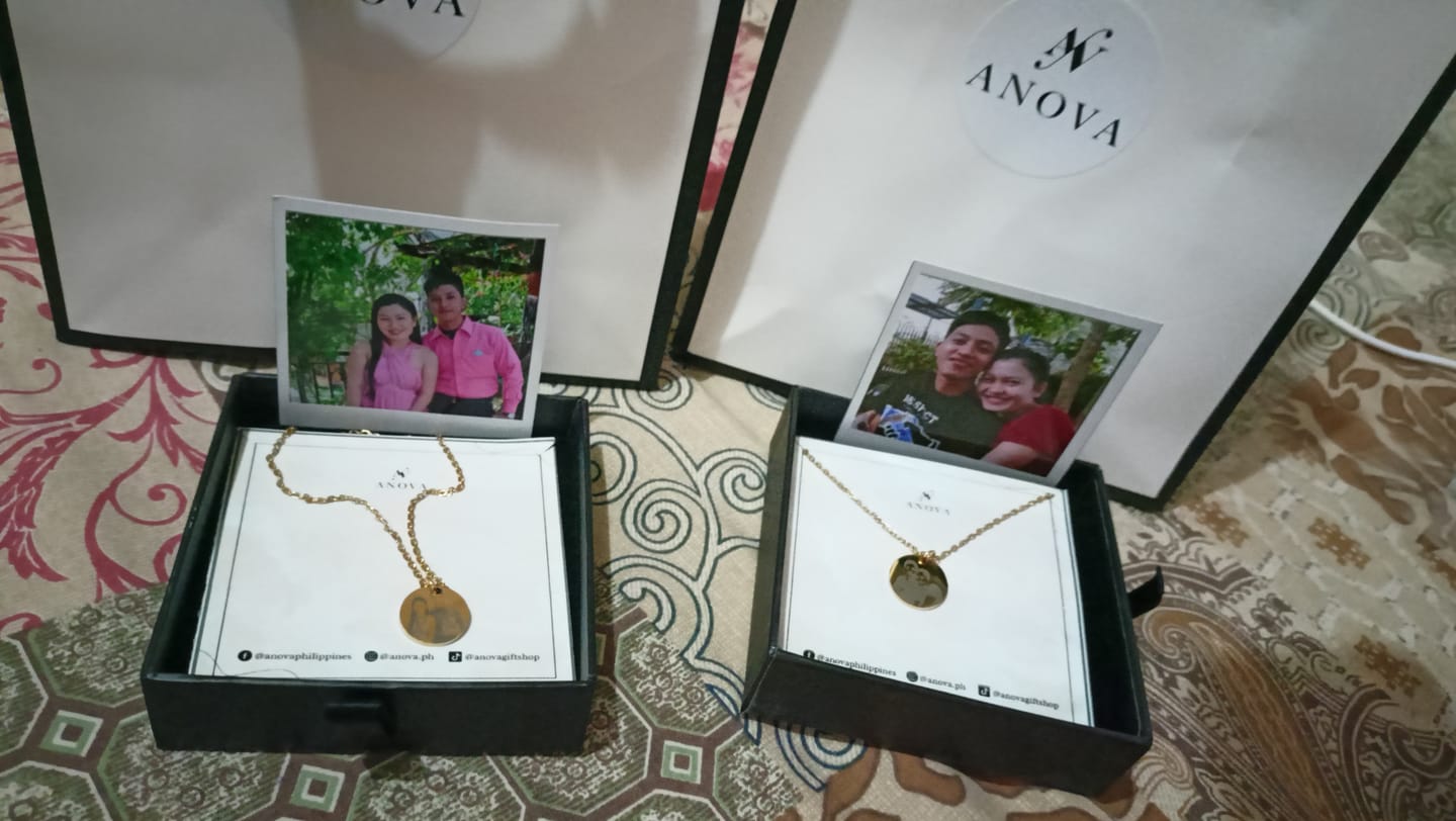 Customer photo review of Photo Engraved Portrait Necklace Gift