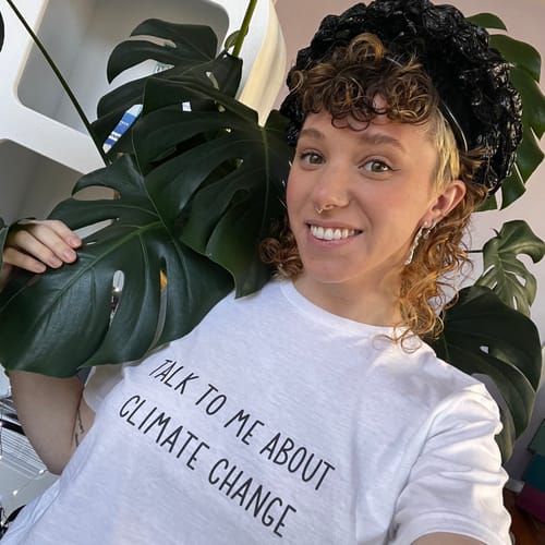Customer photo review of Talk to me about climate change Unisex T-Shirt