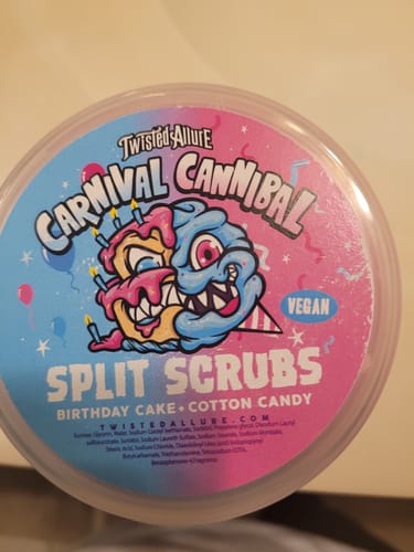 Customer photo review of Carnival Cannibal Split Scrub (Birthday Cake & Cotton Candy)