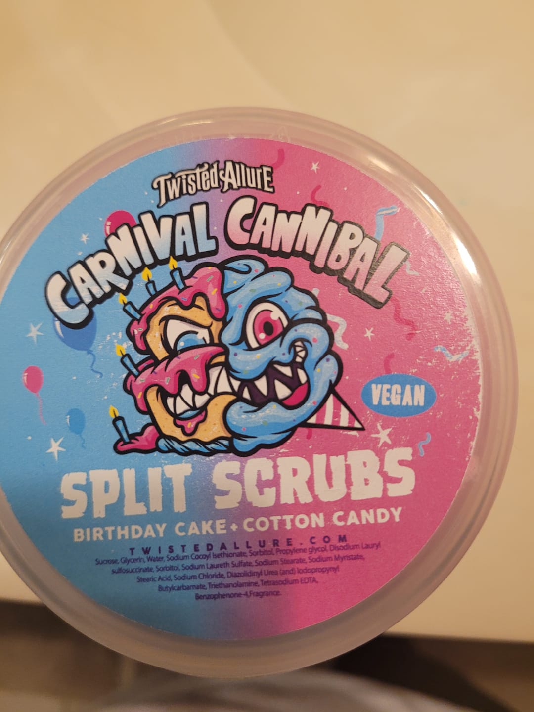 Customer photo review of Carnival Cannibal Split Scrub (Birthday Cake & Cotton Candy)