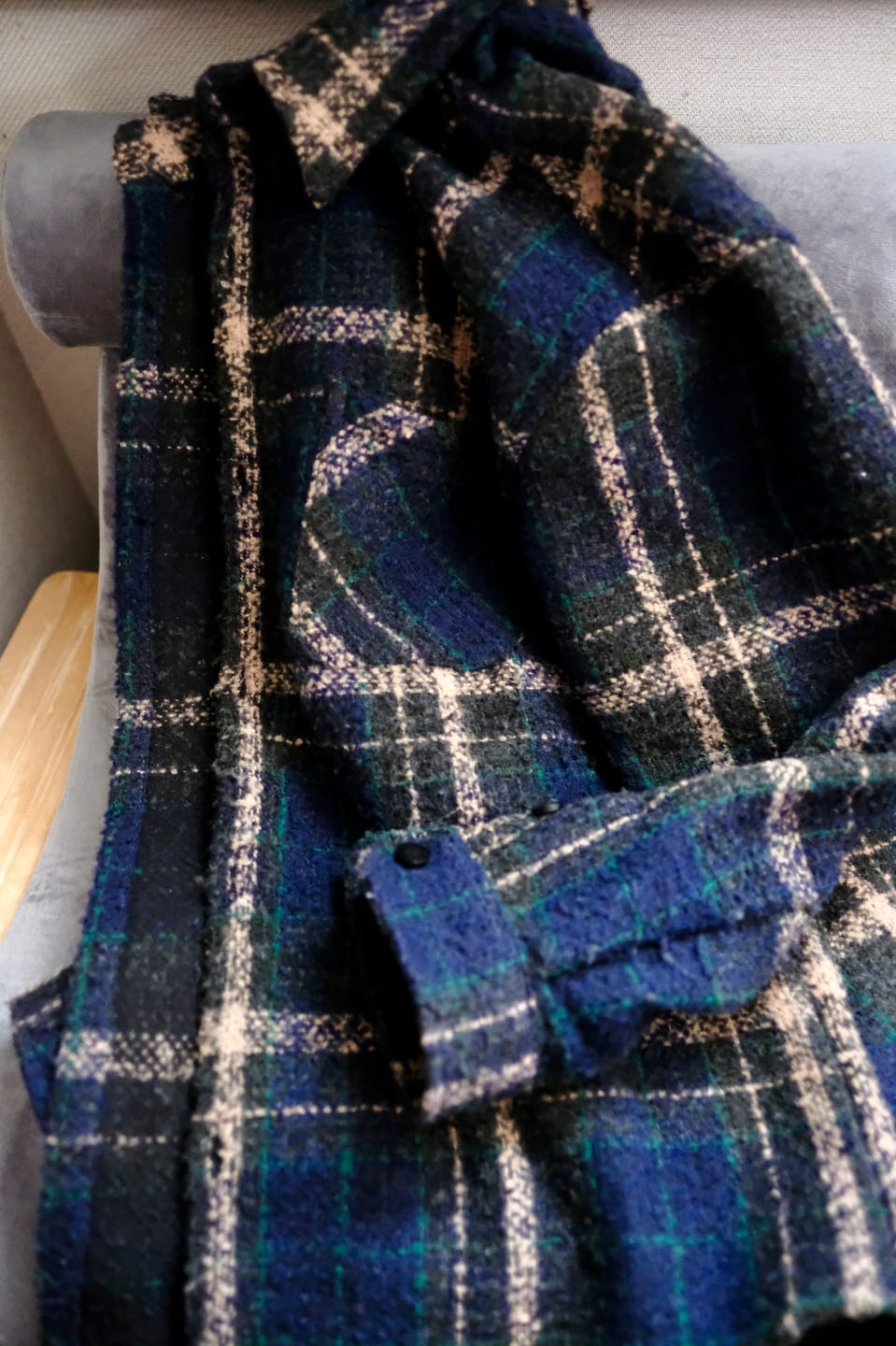 Customer photo review of 2種類チェック柄選べる　起毛感ツイードシャツ