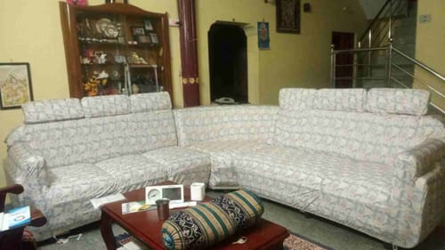 Customer photo review of Cream Leaves  Elastic L-Shape Sofa Slipcovers