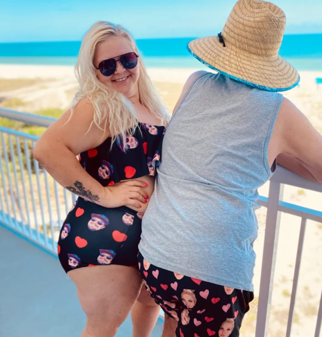 Customer photo review of Custom Face Red Heart Ruffle Swimsuit
