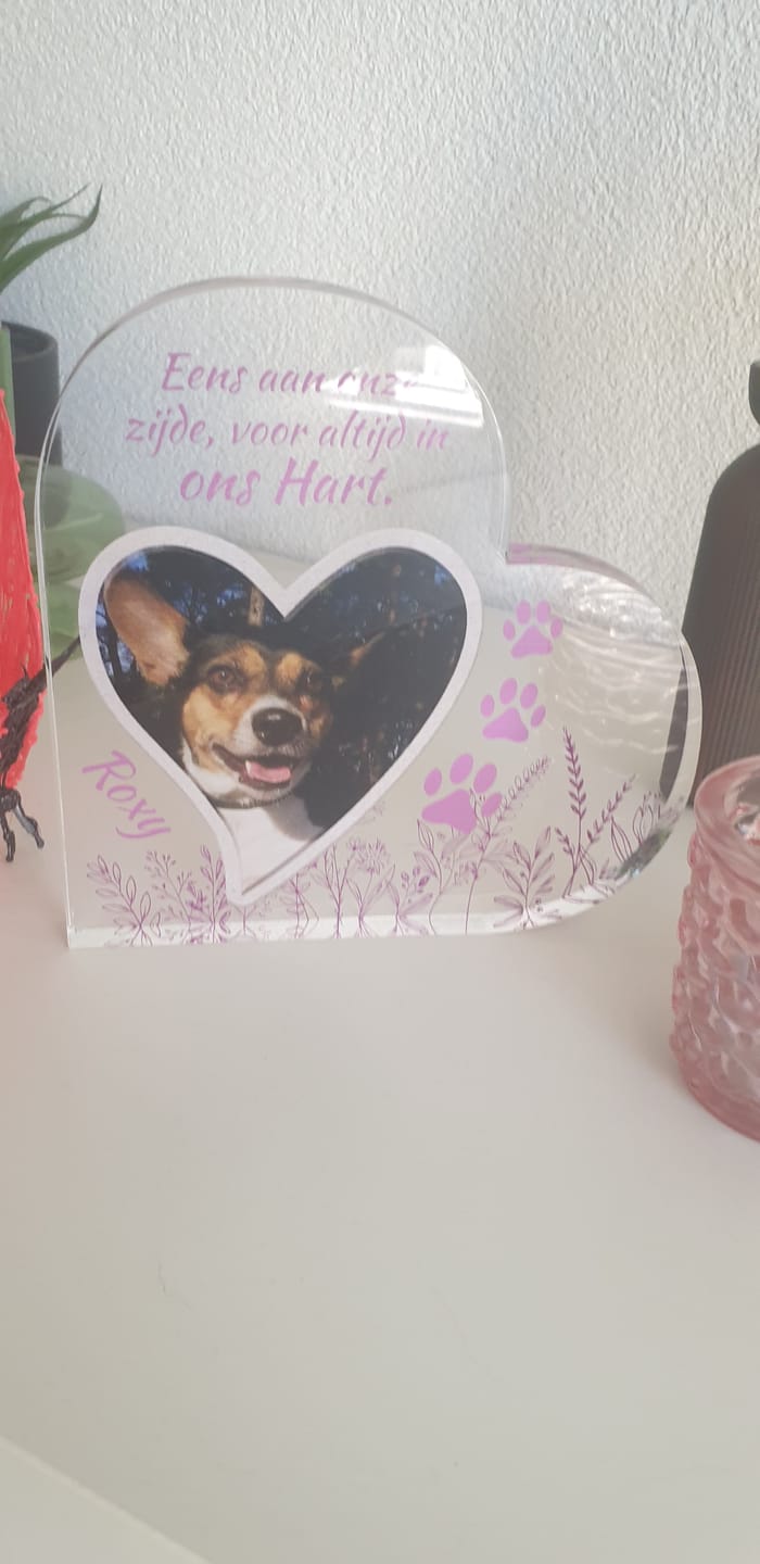 Customer photo review of Eens aan mijn zijde - Gepersonaliseerd glazen hart