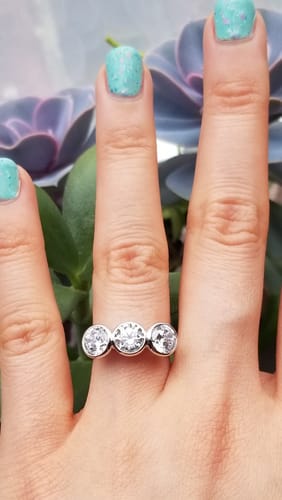 Customer photo review of 3-Stone 2.4ct CZ Ring in Sterling Silver