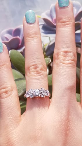 Customer photo review of Flower CZ Ring in Sterling Silver