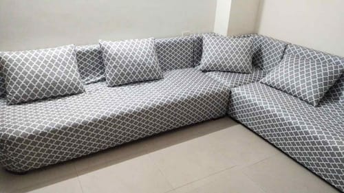 Customer photo review of Grey Diamond Elastic  L-Shape Sofa Slipcovers