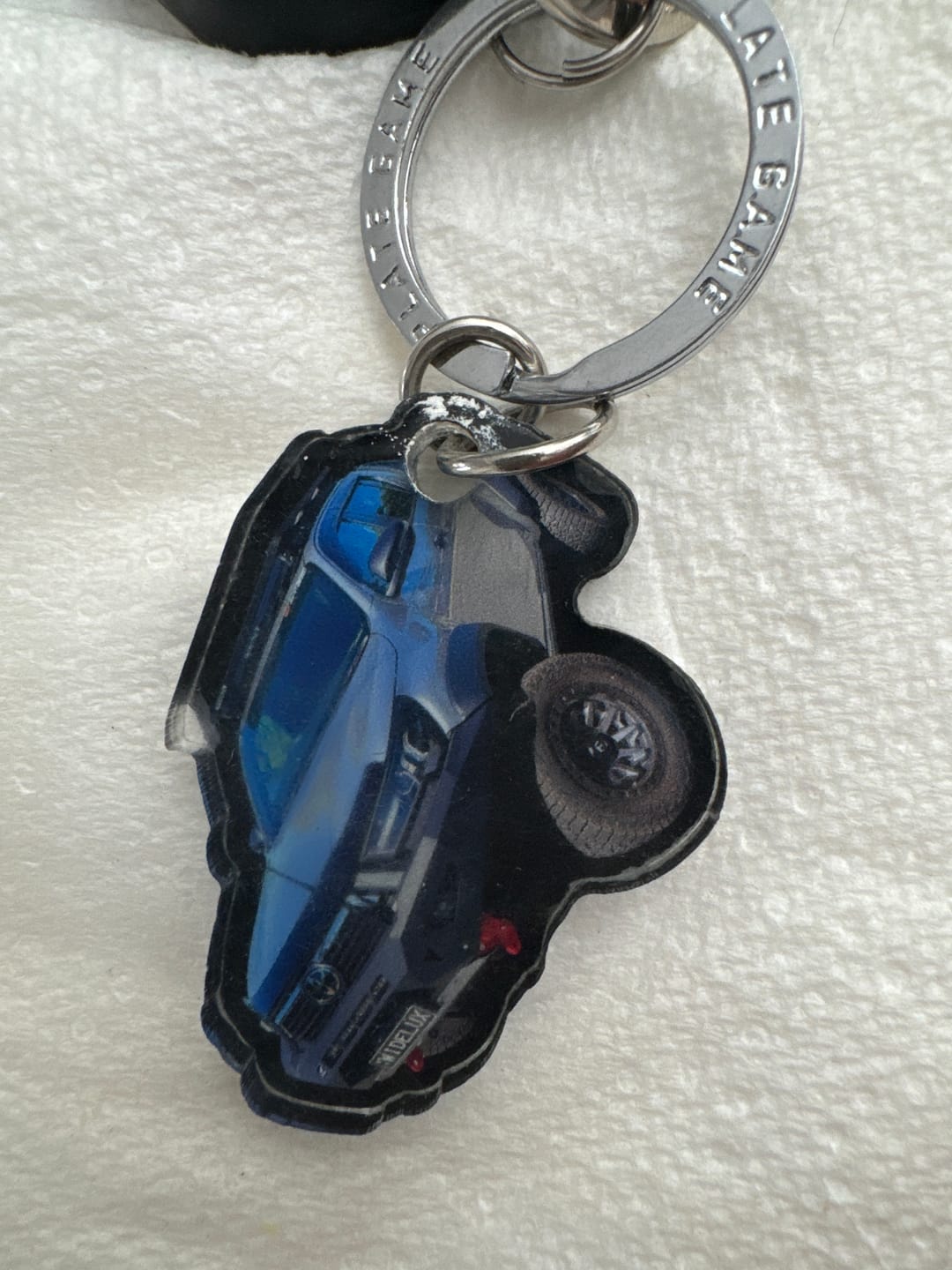 Customer photo review of PG Mini Custom Keychain
