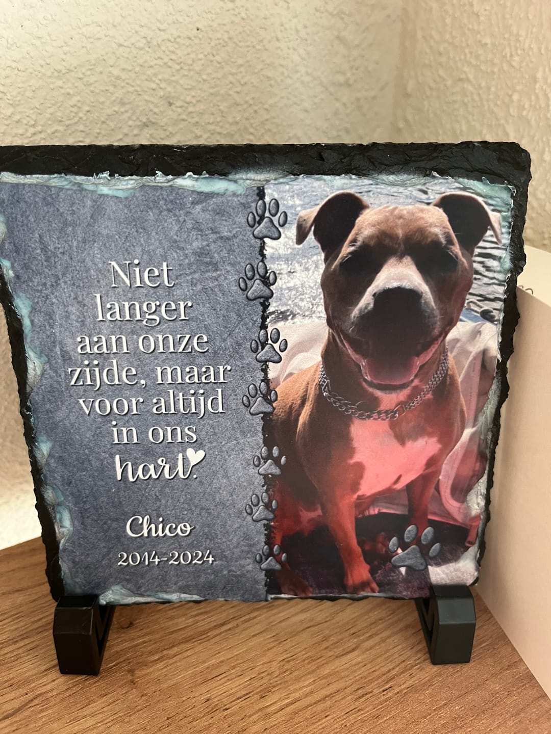 Customer photo review of Voor altijd in het hart - Gepersonaliseerde leisteen