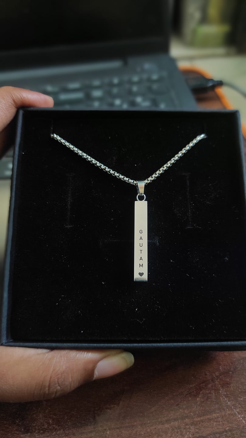Customer photo review of Personalised Cuboid Locket for Men