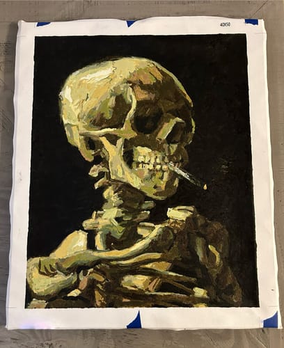 Customer photo review of Van Gogh’s Skeleton Smoking - Paint by Numbers