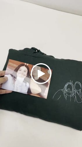 Customer video review of Custom Embroidered Portrait Sweatshirt from Your Photo, Personalized Photo Hoodie, Embroidered Outline Photo, Custom Portrait for Couple