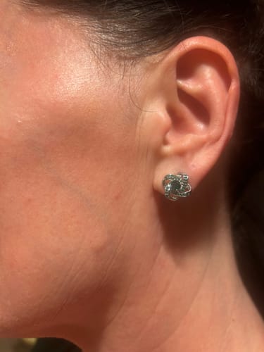 Customer photo review of [Limited Edition] Celtic Knot™ 18K Emerald Earrings