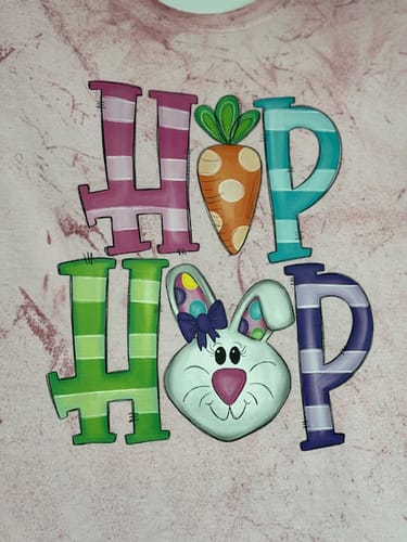 Customer photo review of Hip Hop Bunny Easter DTF Heat Transfer, Easter Design