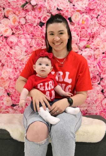 Customer photo review of Girl Gang Retro Matching Red T-Shirts & Baby Vest