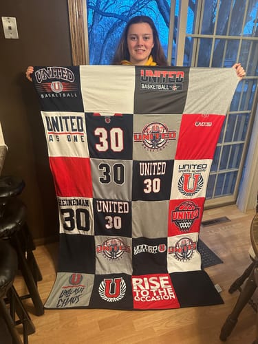 T-shirt quilt featuring united basketball by Tracy from NE