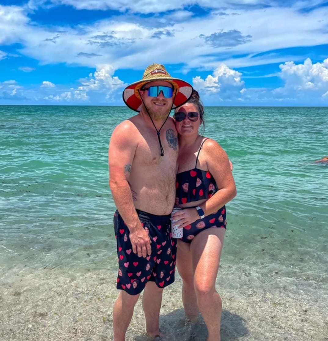 Customer photo review of New Custom Face Red Heart Ruffle Swimsuit