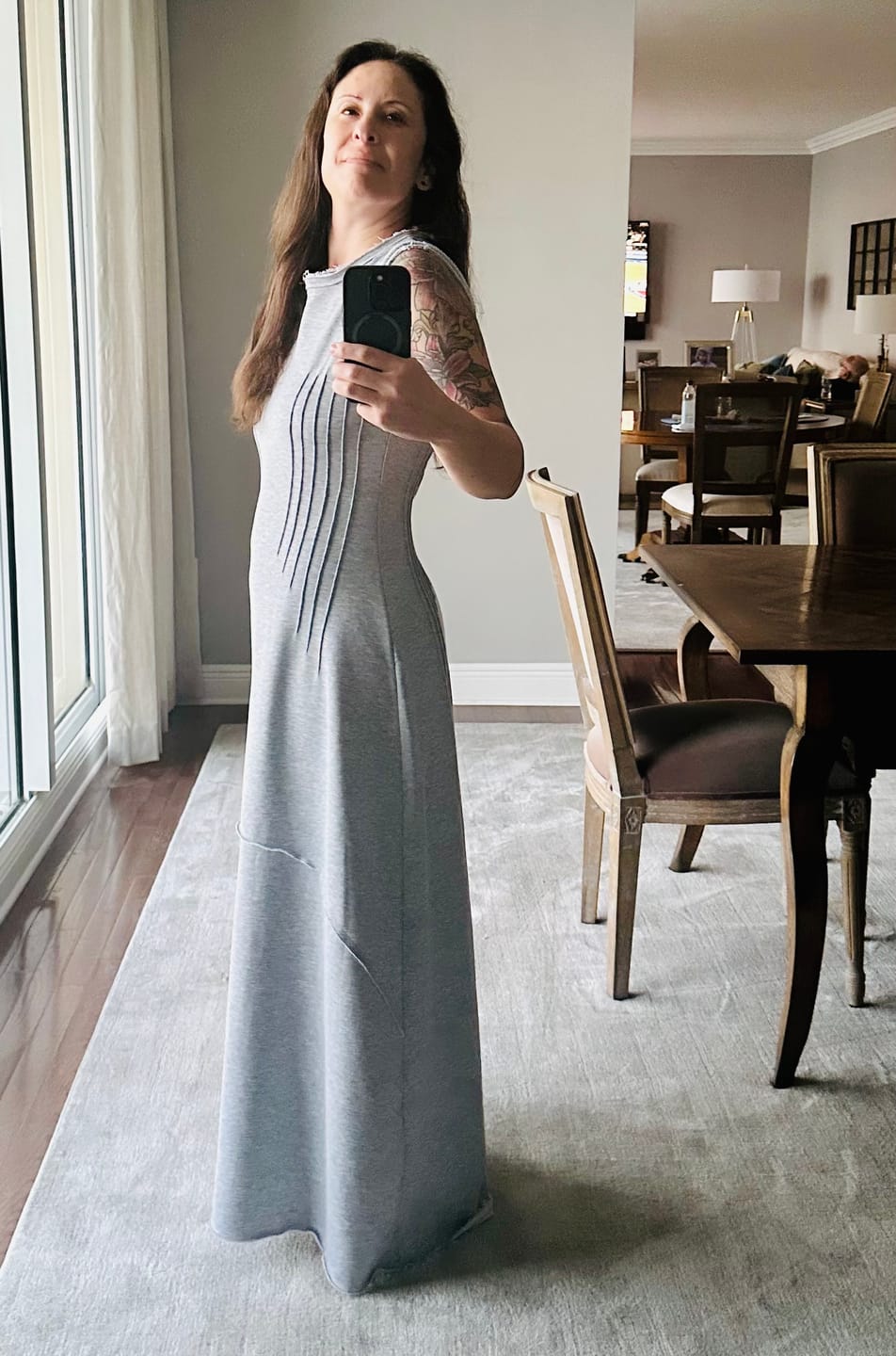 Customer photo review of Relaxed-Fit Grey Maxi Dress