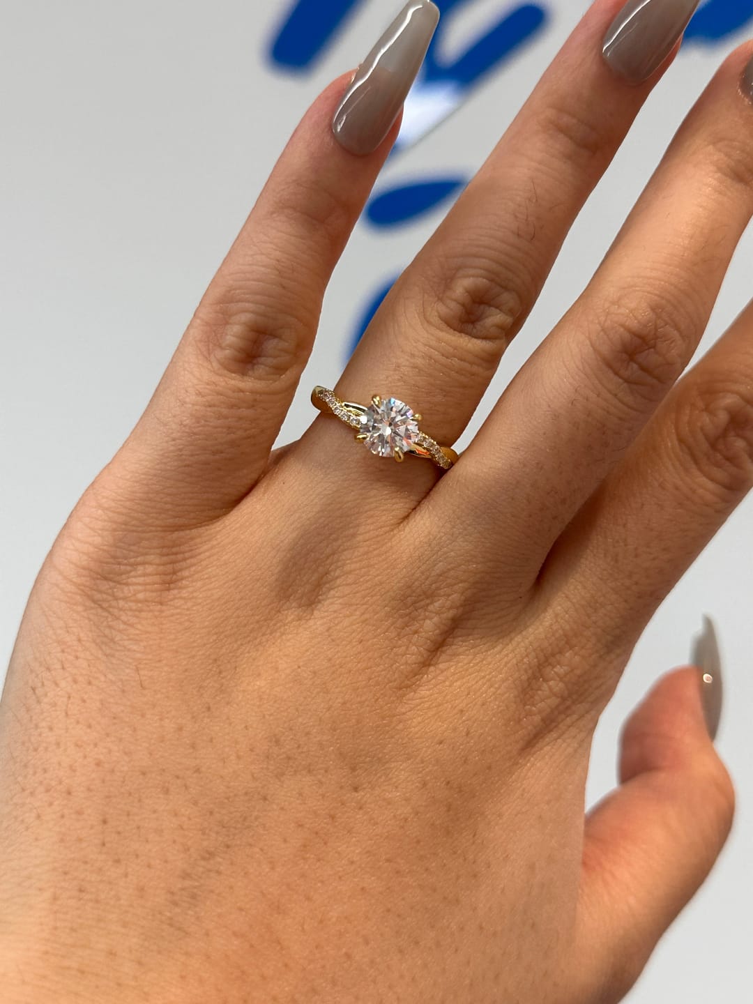 Customer photo review of S925 1.25 Carat Twist Round Cut Engagement Ring In Sterling Silver For Bridal & Daily Wear