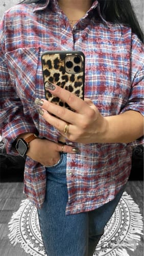 Customer photo review of INFLATION Brushed Check Oversized Shirts Unisex