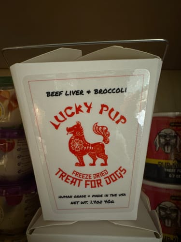 Customer photo review of Beef Liver & Broccoli - Lucky Pup Freeze Dried Treats