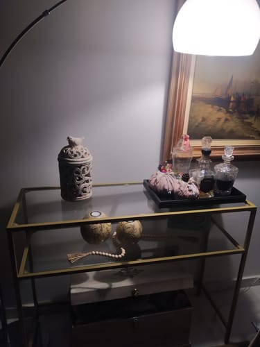 Customer photo review of Μοντέρνα Γυάλινη Κονσόλα Εισόδου Βοηθητικό Χρυσό Τραπέζι Γυάλινο Σαλονιού   LG-T025A01