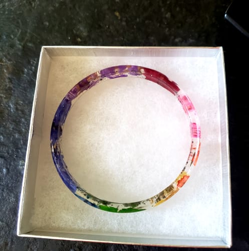 Customer photo review of Skinny Wildflower Bracelet with Infused Cremation Ash