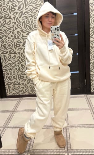 Customer photo review of INFLATION Winter Thick Warm Fleece Hoodie Tracksuit Set