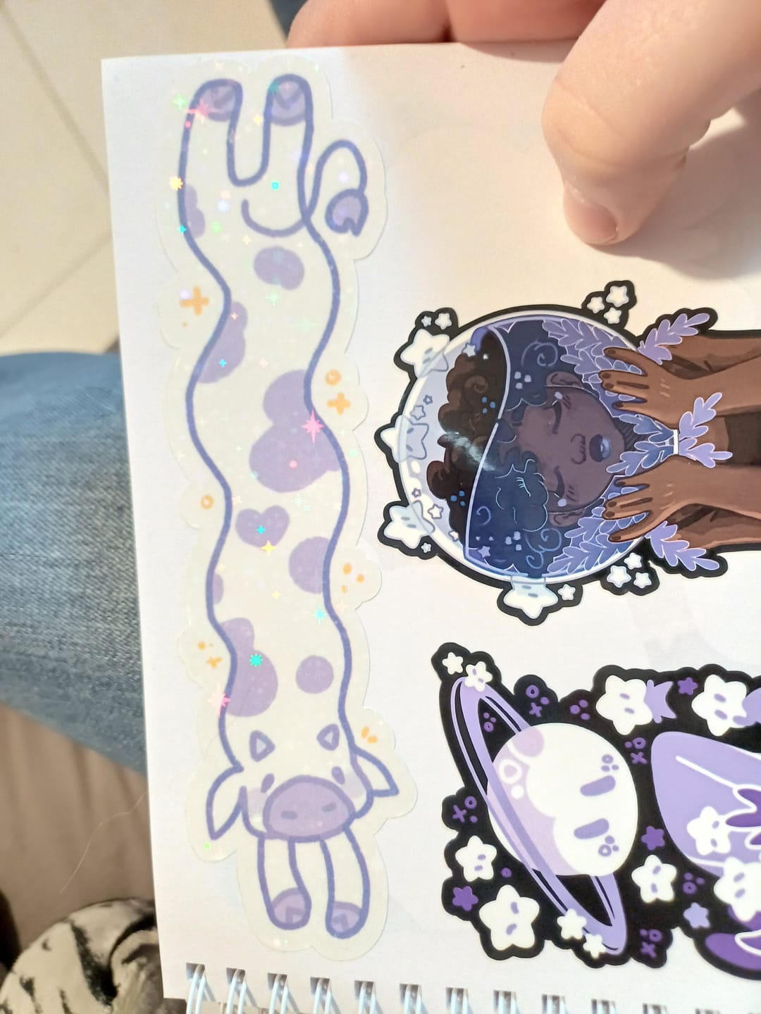 Customer photo review of MORE Sparkly Long Cow Stickers!