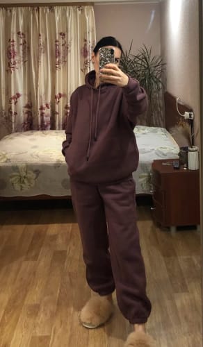 Customer photo review of INFLATION Winter Thick Warm Fleece Hoodie Tracksuit Set