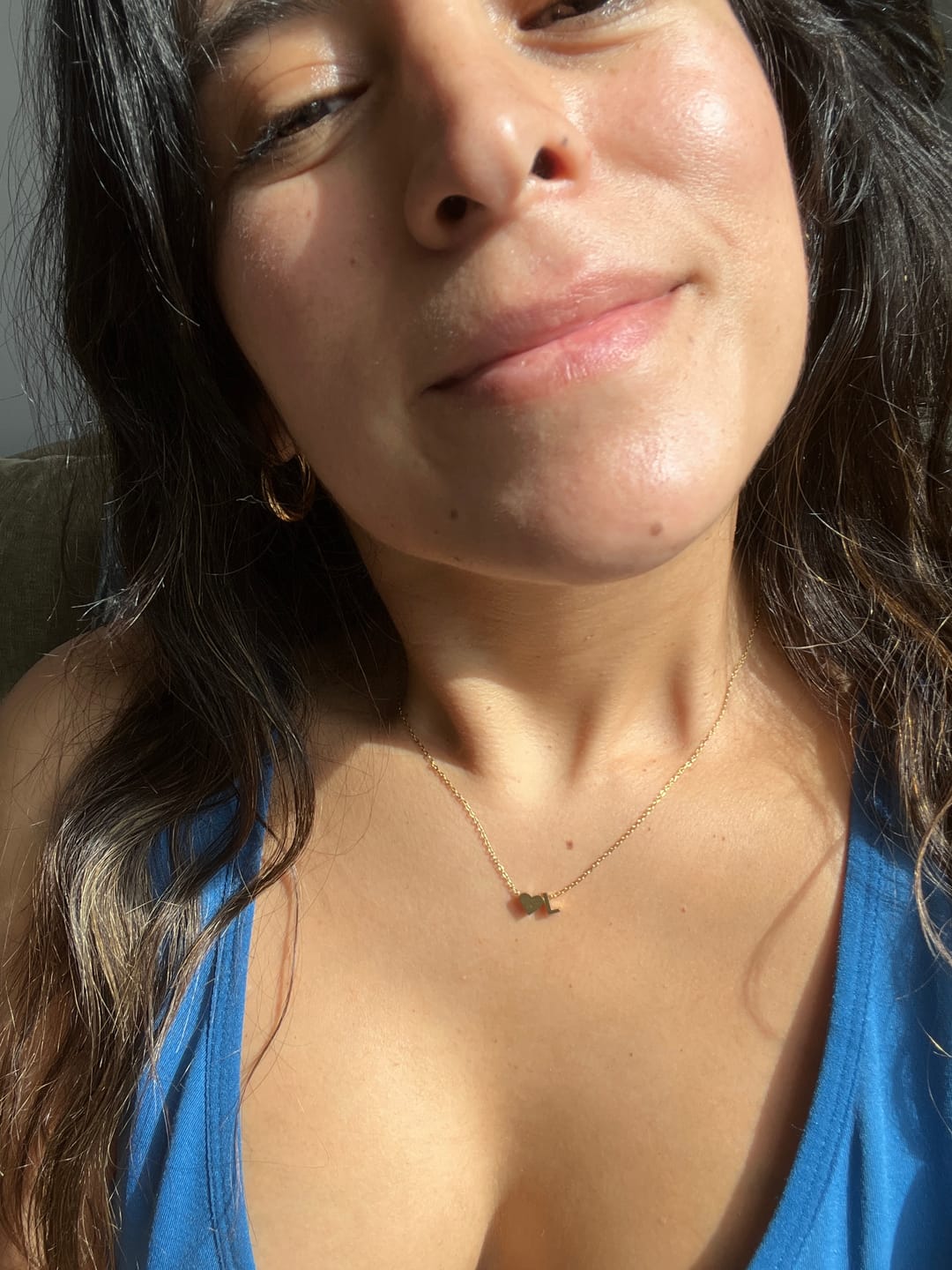 Customer photo review of Forever Love & Letter Gold Necklace
