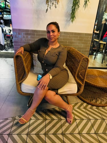 Customer photo review of Silja Olive Green Button Down Ribbed Midi Dress