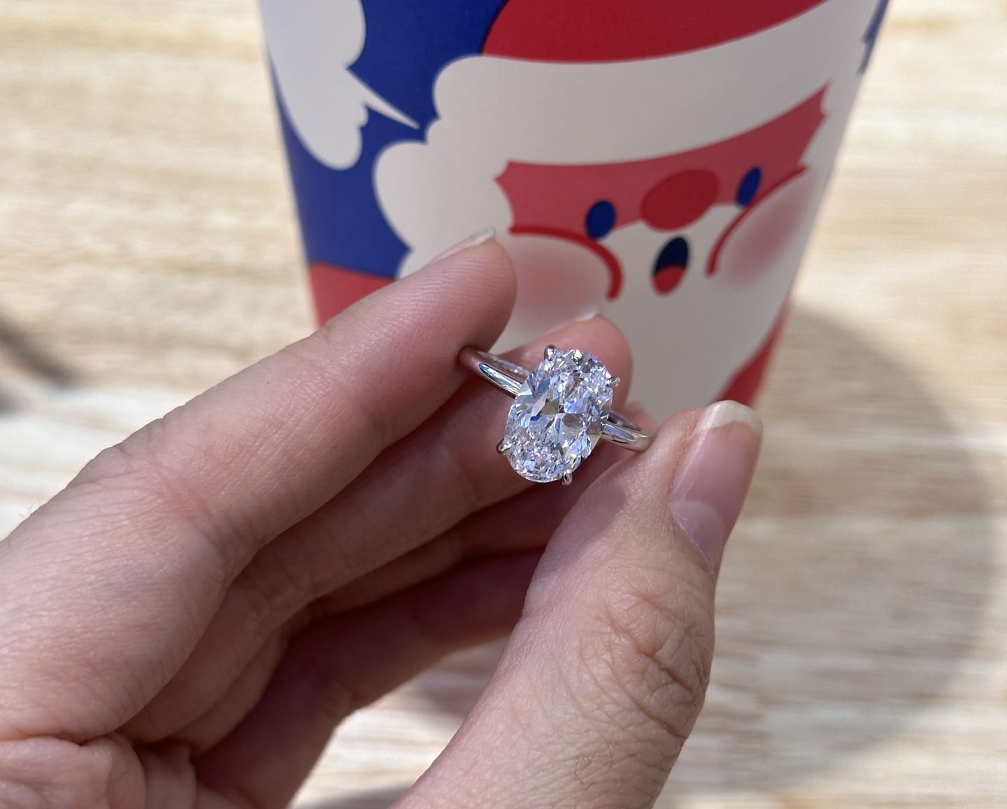 Customer photo review of S925 3.5 Carat Oval Cut Hidden Halo Engagement Ring In Sterling Silver Daily Wearable Ring