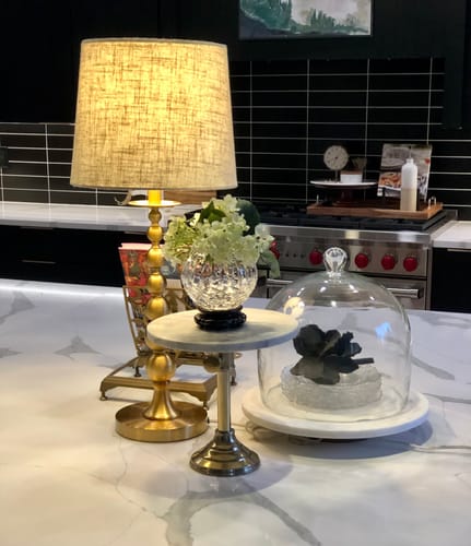 Customer photo review of Adjustable Brass & Marble Cake Stand