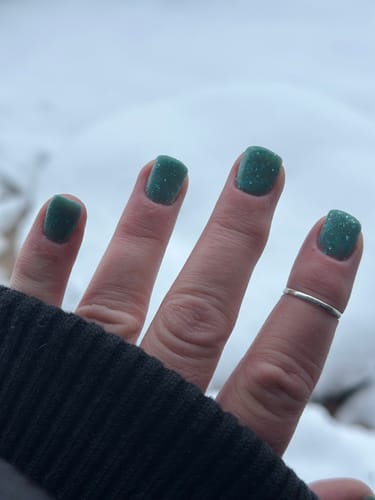 Customer photo review of D717 High Tide Teal Flake Dip Powder