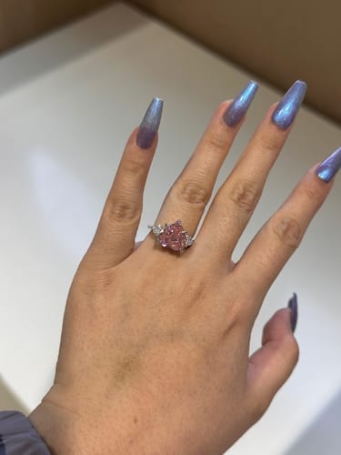 Customer photo review of S925 5.0Ct Heart Cut Royal Romantic Pink Stone Heart Cut Engagement Ring In Sterling Silver
