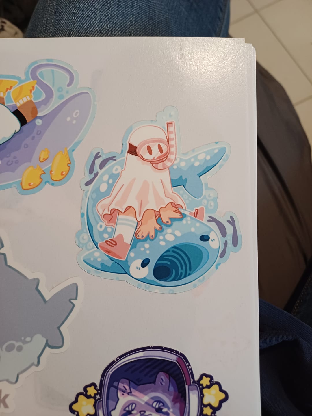 Customer photo review of Cute Scuba Diving Ghost Stickers