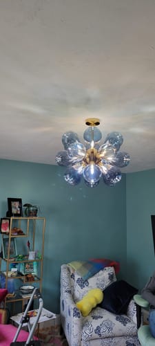 Customer photo review of Cluster Blue Glass Bubble Chandelier