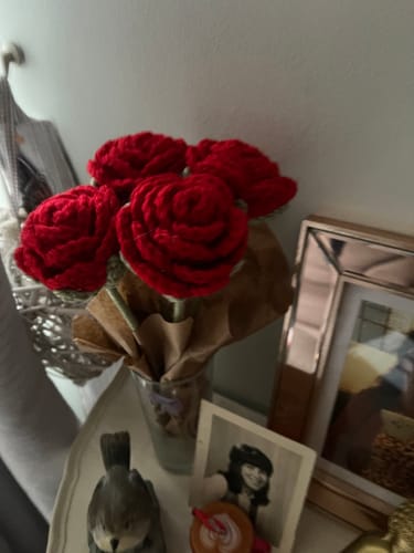 Customer photo review of Crochet Red Rose Flower