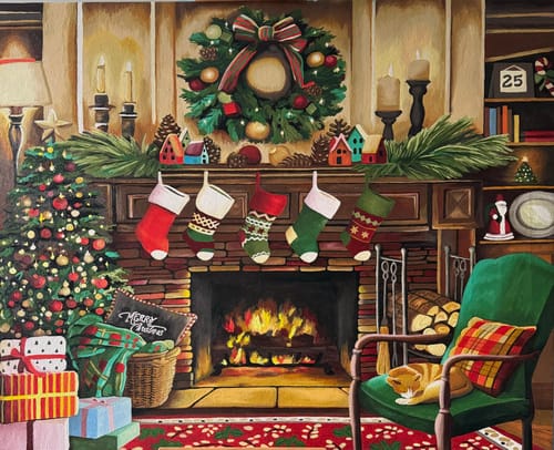Customer photo review of Fireside Christmas - Paint by Numbers