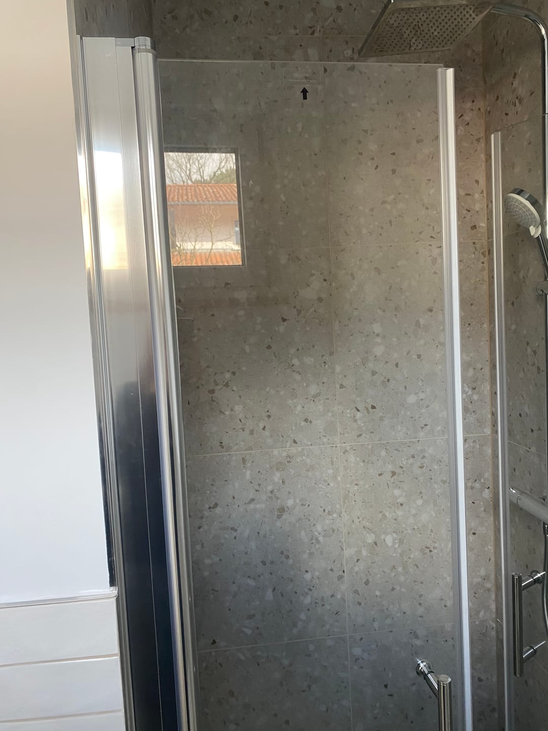 Customer photo review of SONNI Dusche Nischentür Doppel Pendeltür Schwingtür Rahmenlos ESG Glas 80-120cm Höhe 195cm