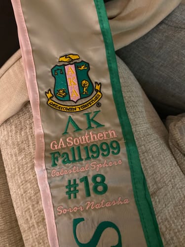 Customer photo review of Silver Soror Sash