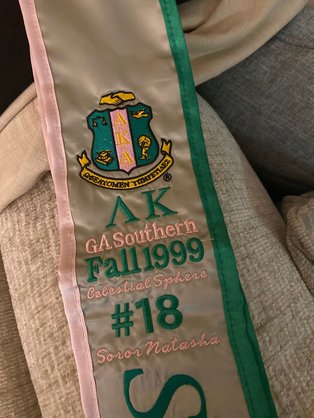 Customer photo review of Silver Soror Sash