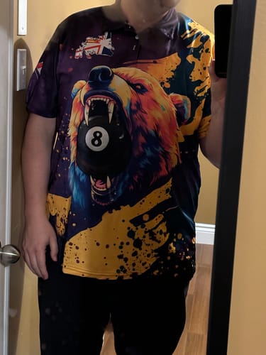 Customer photo review of Maxcorners Fire Dragon 3 Billiards Personalized Unisex Shirt