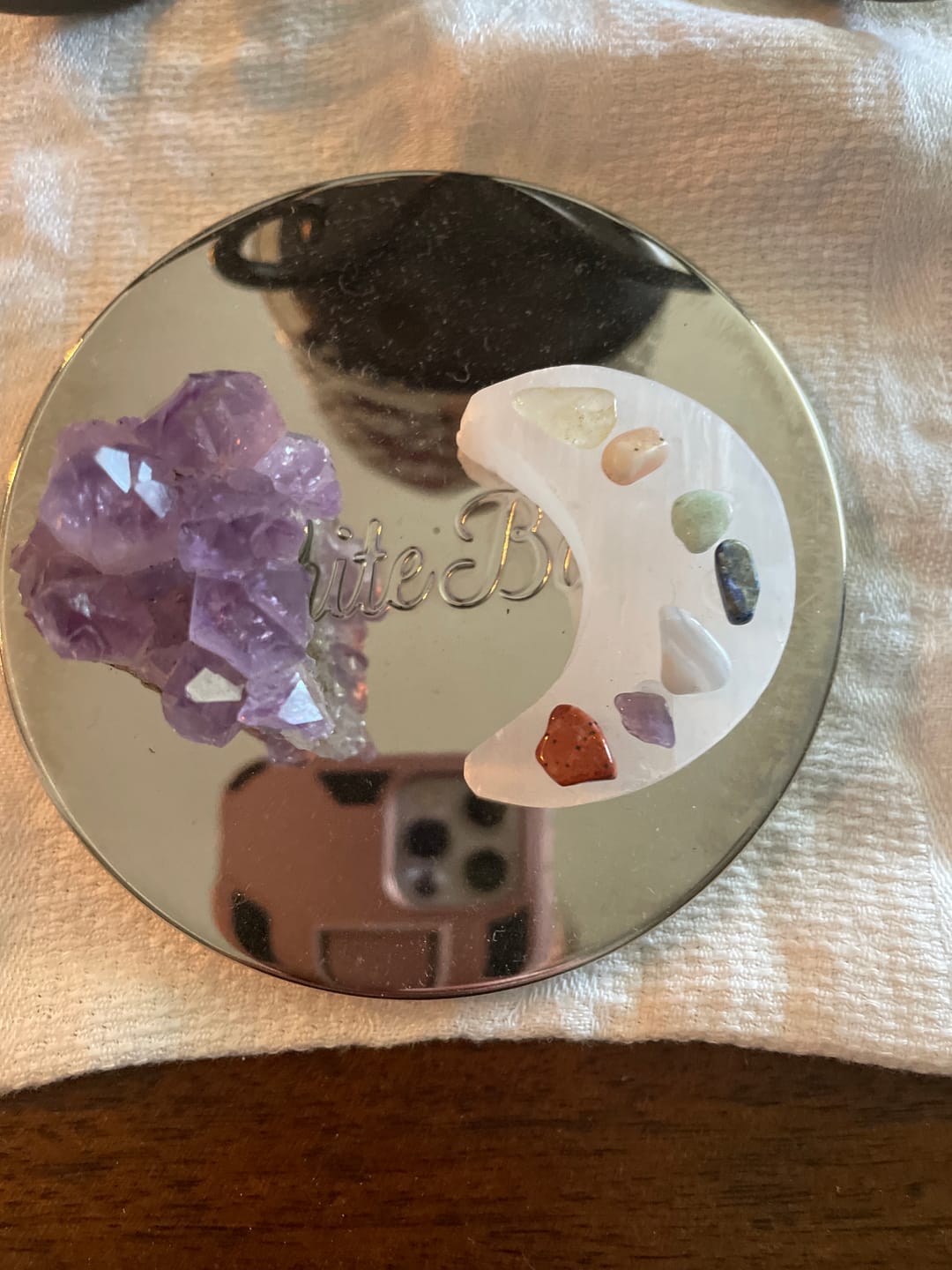 Customer photo review of Selenite Crescent Plate
