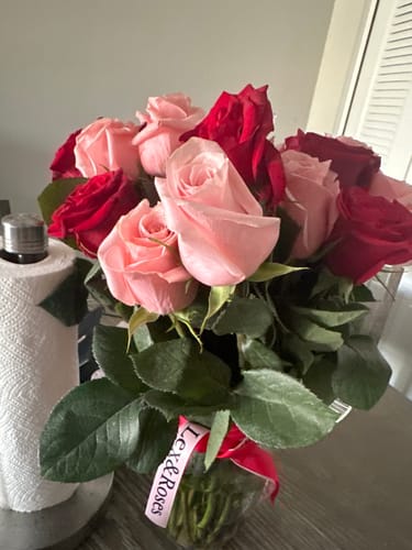 Customer photo review of Pink & Red Rose Bouquet