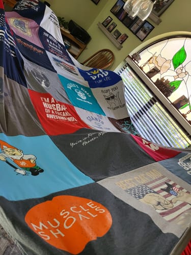 Customer photo review of Colossal T-shirt blanket with 18" Panels