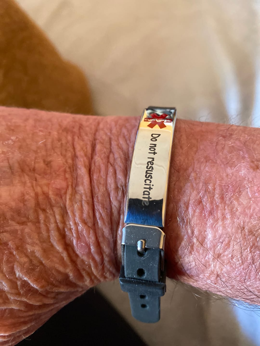 Customer photo review of Personalised Black Silicone Medical Alert ID Bracelet