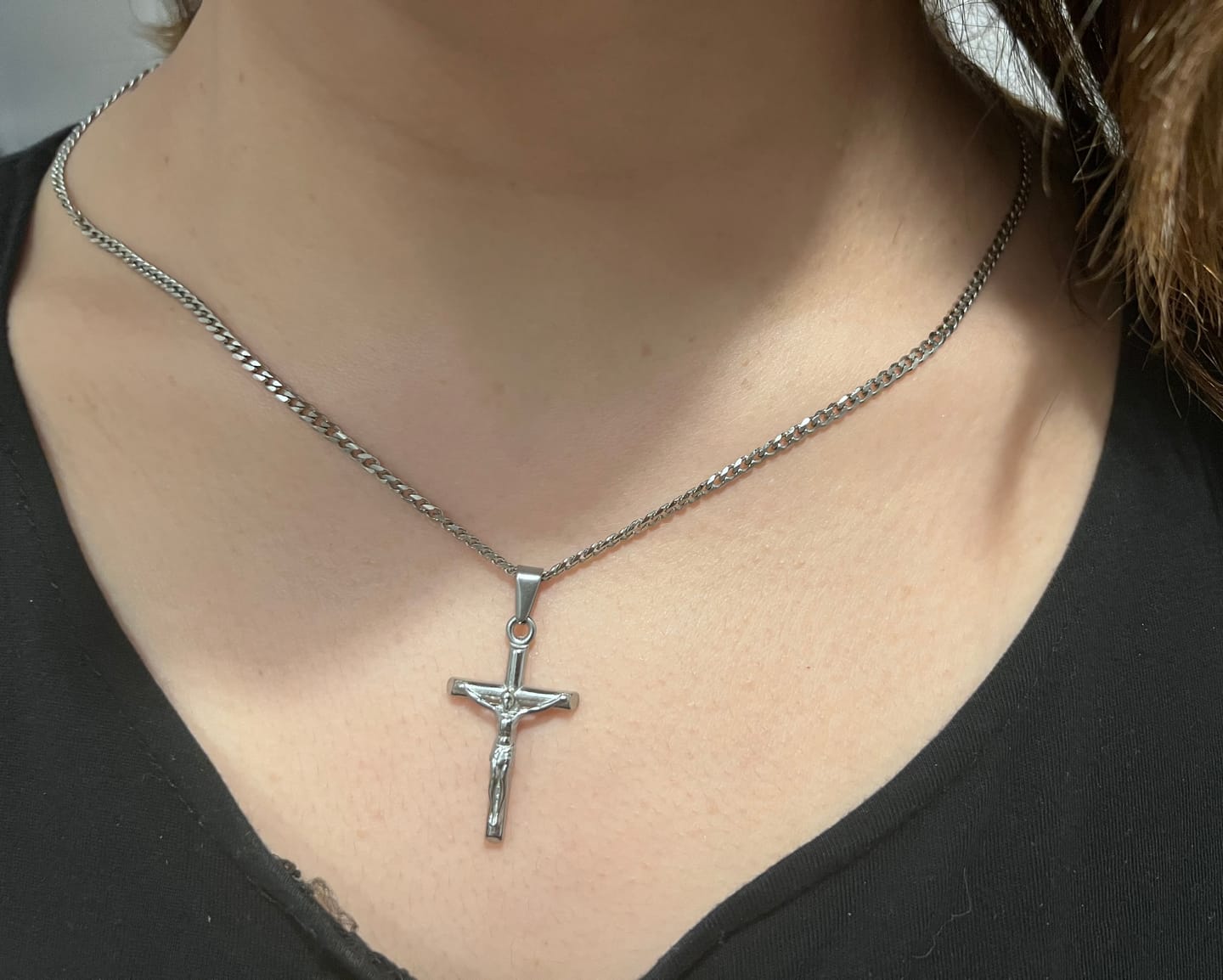 Customer photo review of Cross Pendant - Silver