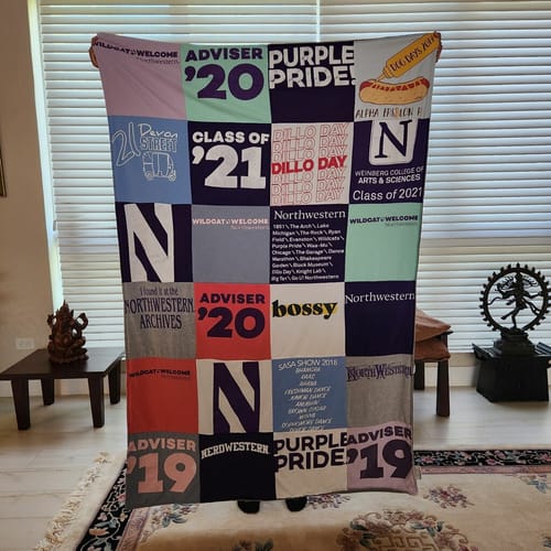 T-shirt quilt featuring northwestern university wildcats by Sonia from FL